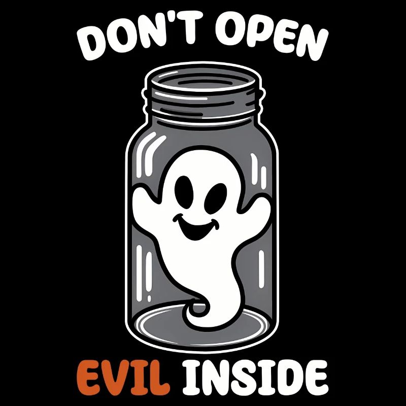 Don't open it – evil in it! Funny ghost design