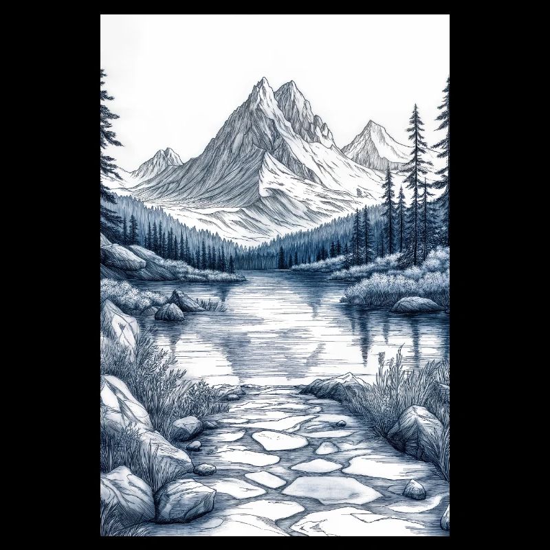 Illustration einer Gebirgslandschaft
