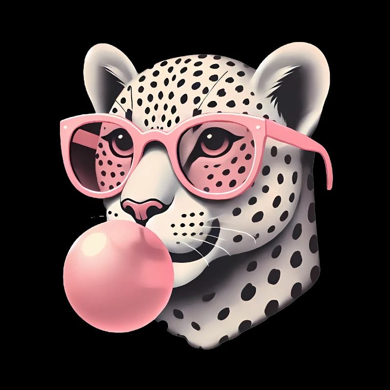 Leopard mit rosa Brille Bubblegum