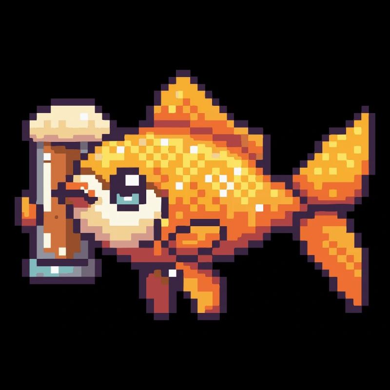Bière Goldfish Pixel