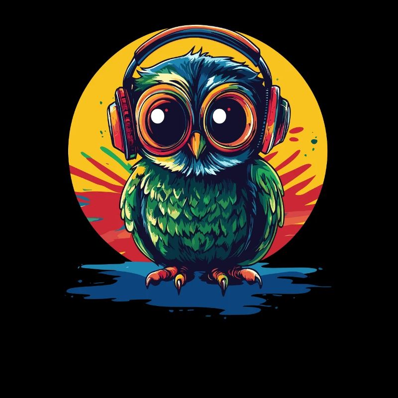 Eule mit Kopfhörern