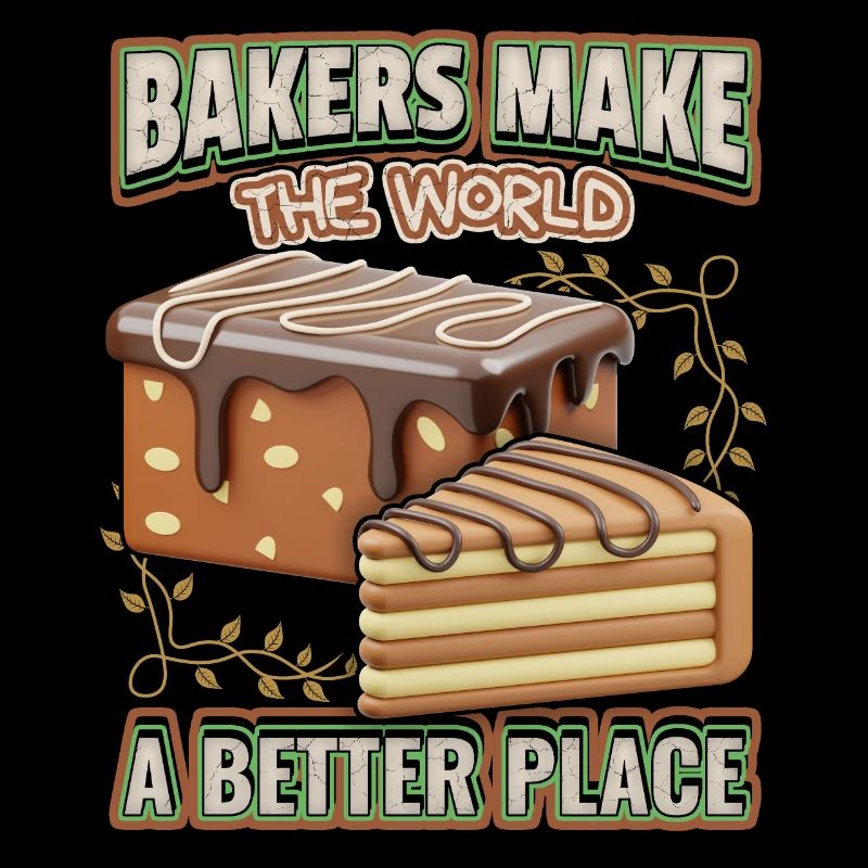 Chocolate cake, funny baker saying with cake