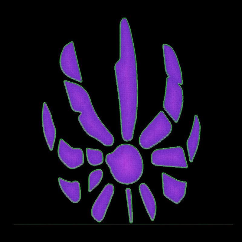 Logo de paintball, boule de feu brodée violette