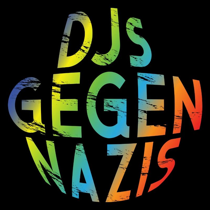 DJs gegen Nazis rundes Logo Regenbogen Design