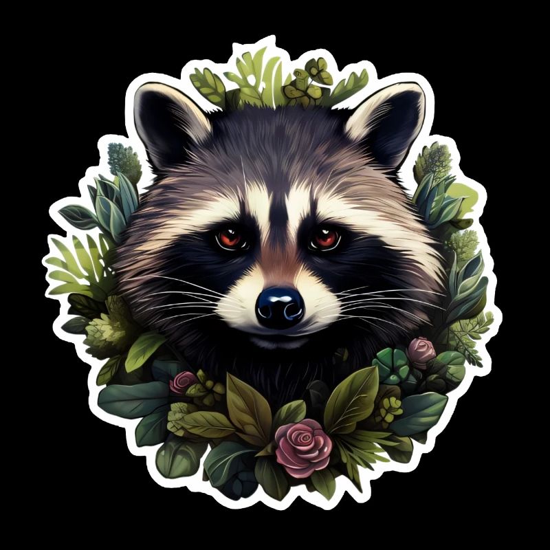 Waschbär mit Blumen