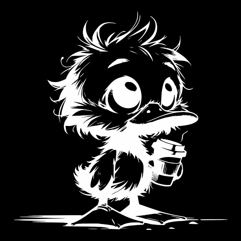 Mignon canards bébé avec tasse à café
