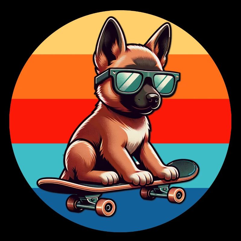 Chien sur Skateboard