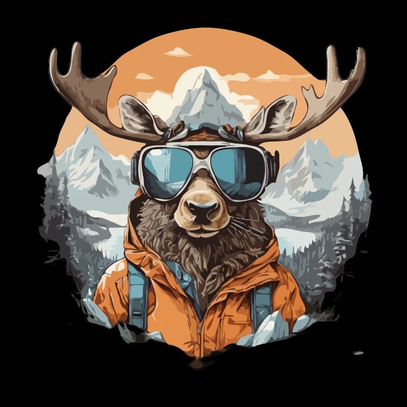 Elch Cool In Den Bergen Mit Sonnenbrille