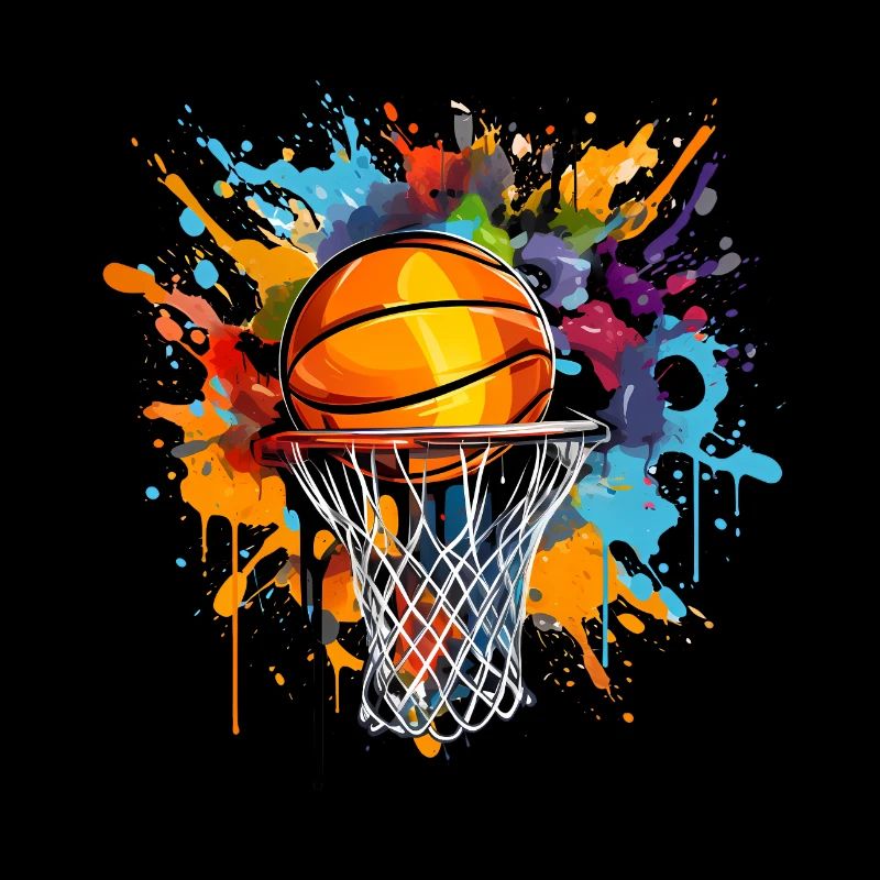 Panier de basket-ball coloré Pop Art