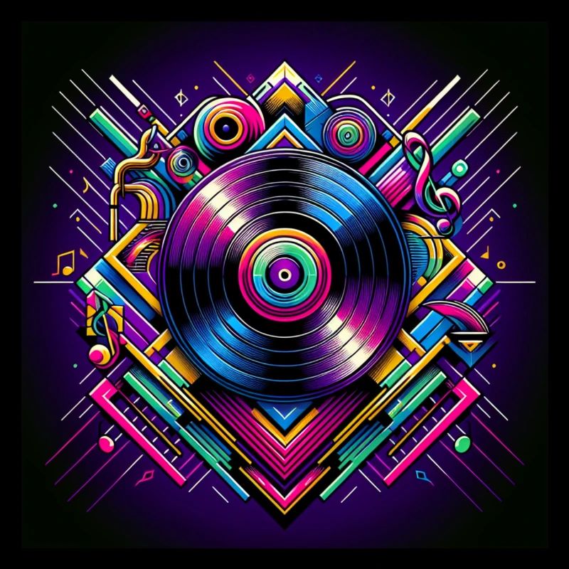Neon-Vinyl-Design mit Retro-Musik-Vibes