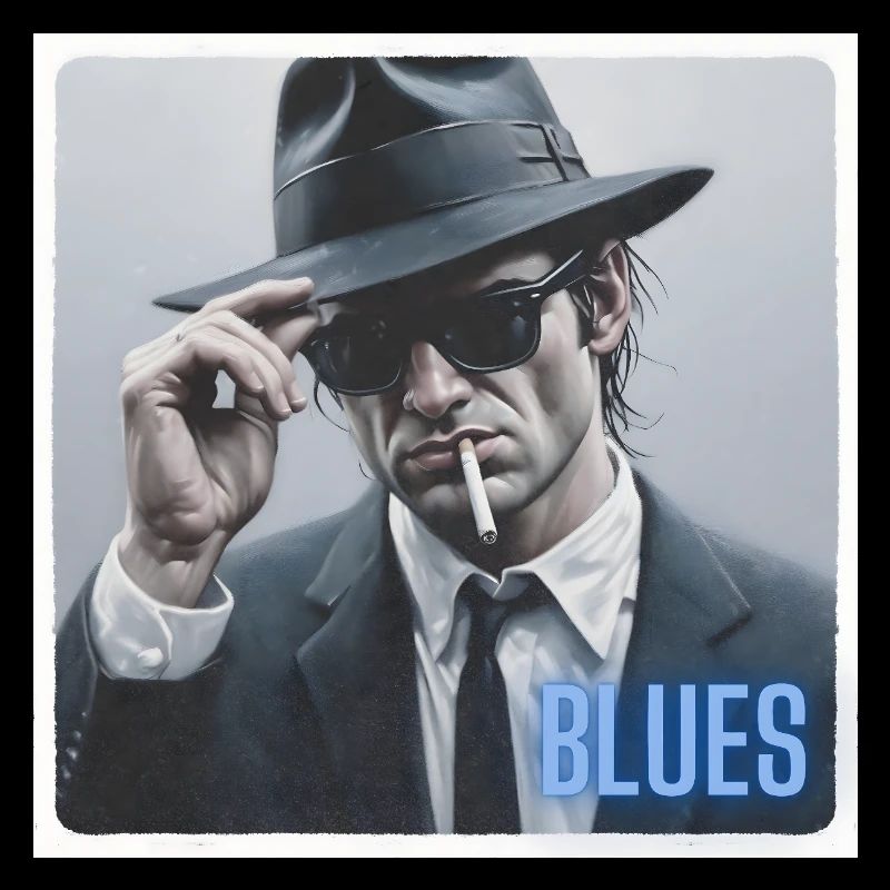 Blues brother mit Hut und Zigarette