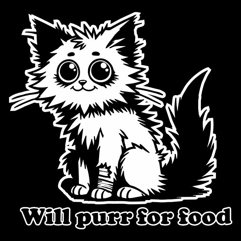 Chat sans abri - Will ronronnera pour la conception de nourriture