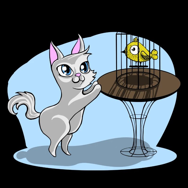 Chat avec oiseau
