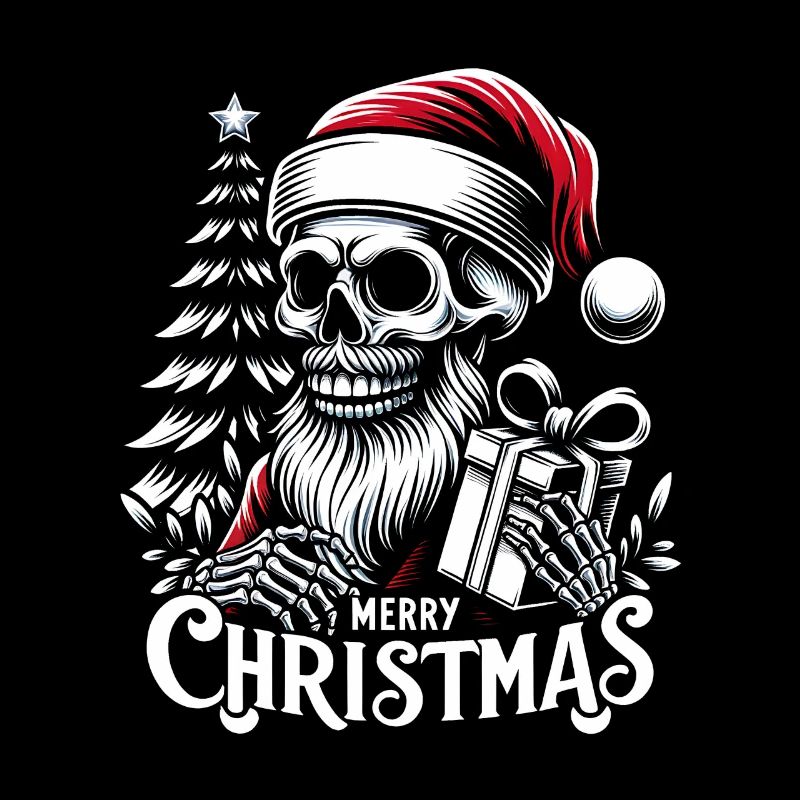 Crâne de Père Noël effrayant avec colis