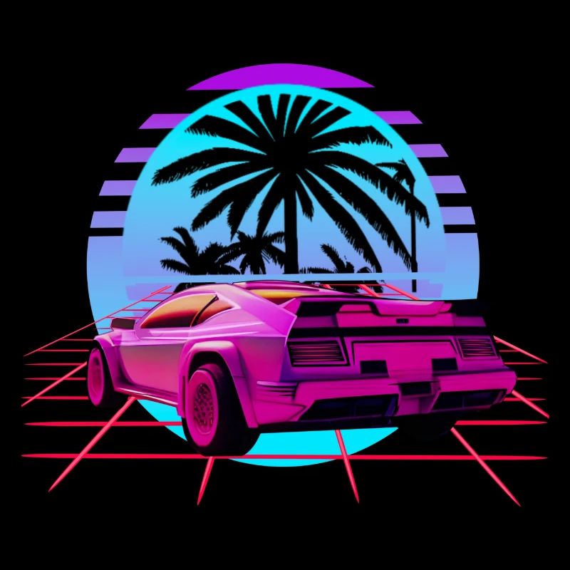 Retro Wave Sport Auto Vaporwave Sunset