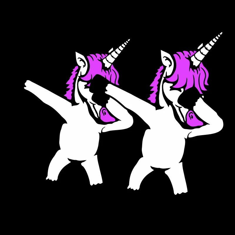 2 Licornes Dabbing Dab Danse Soirée Pose Geste Équipe