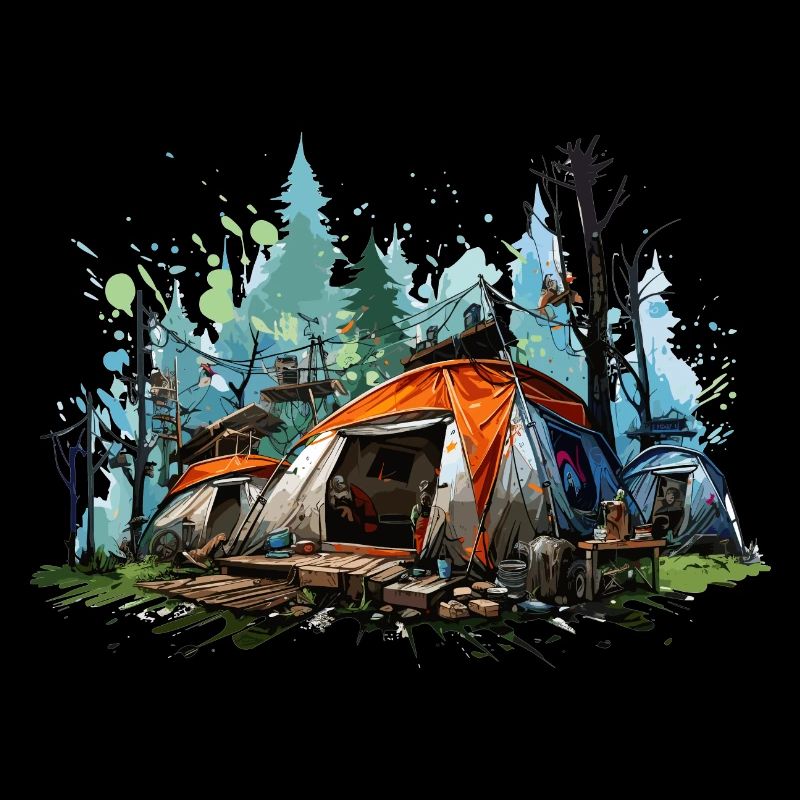 Camping-Atmosphäre. Ein Retro-Abenteuer.