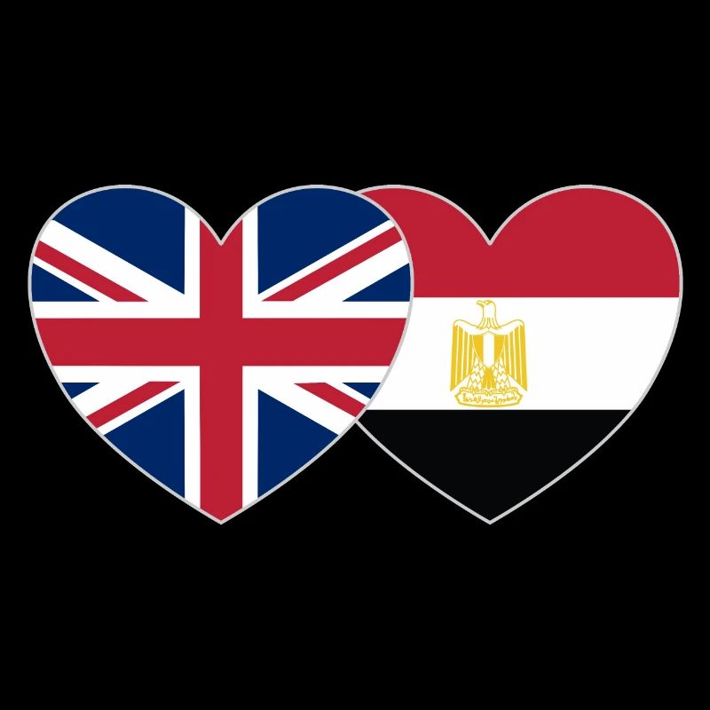 Great Britain Egypt Flag Heart