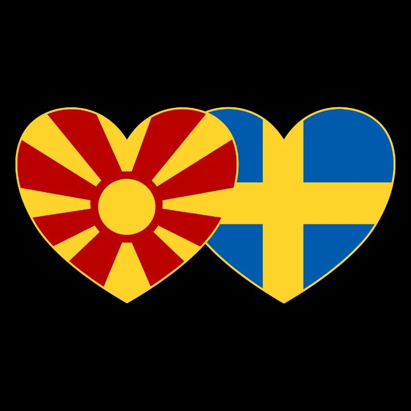 Macédoine Suède Flag Coeur