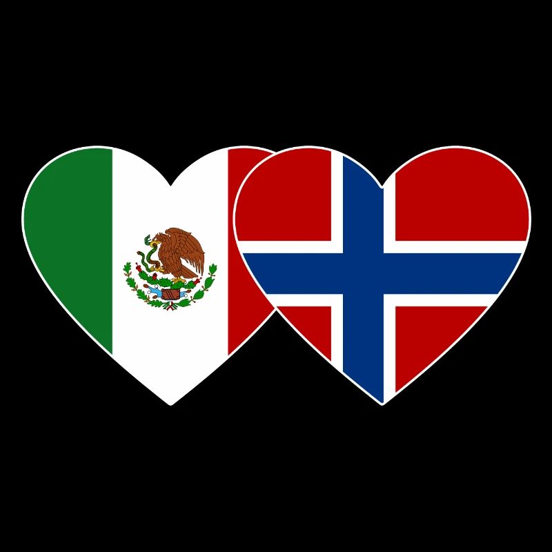 Mexiko Norwegen Flagge Herz
