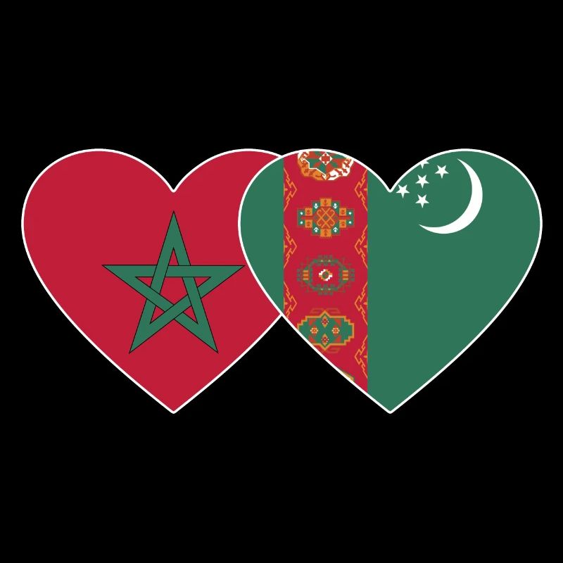 Morocco Turkmenistan Flag Heart