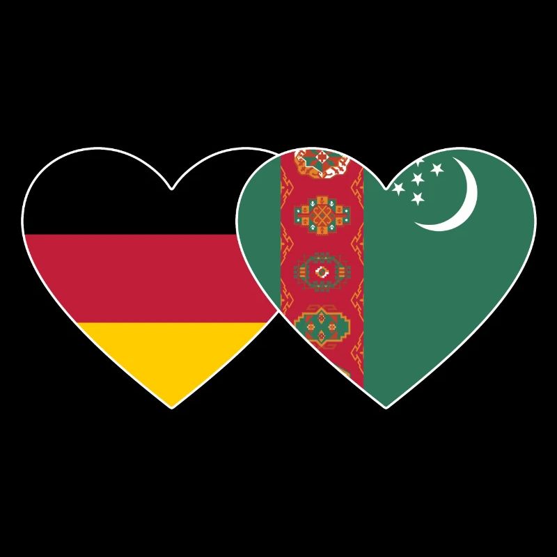 Germany Turkmenistan Flag Heart