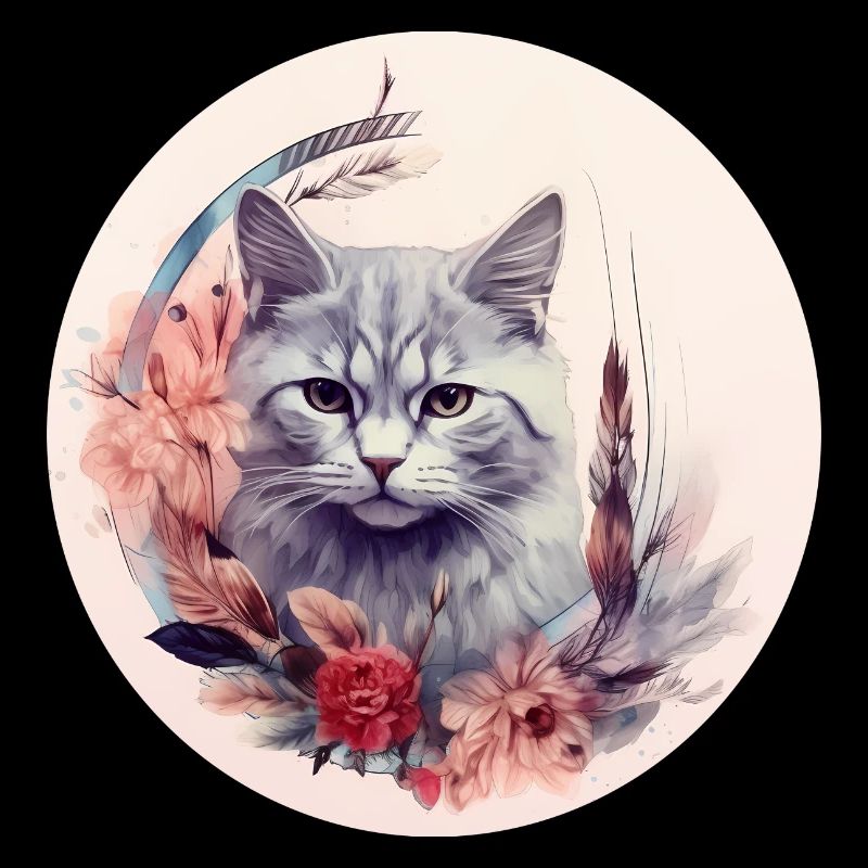 British Shorthair Cat Boho Element, chats