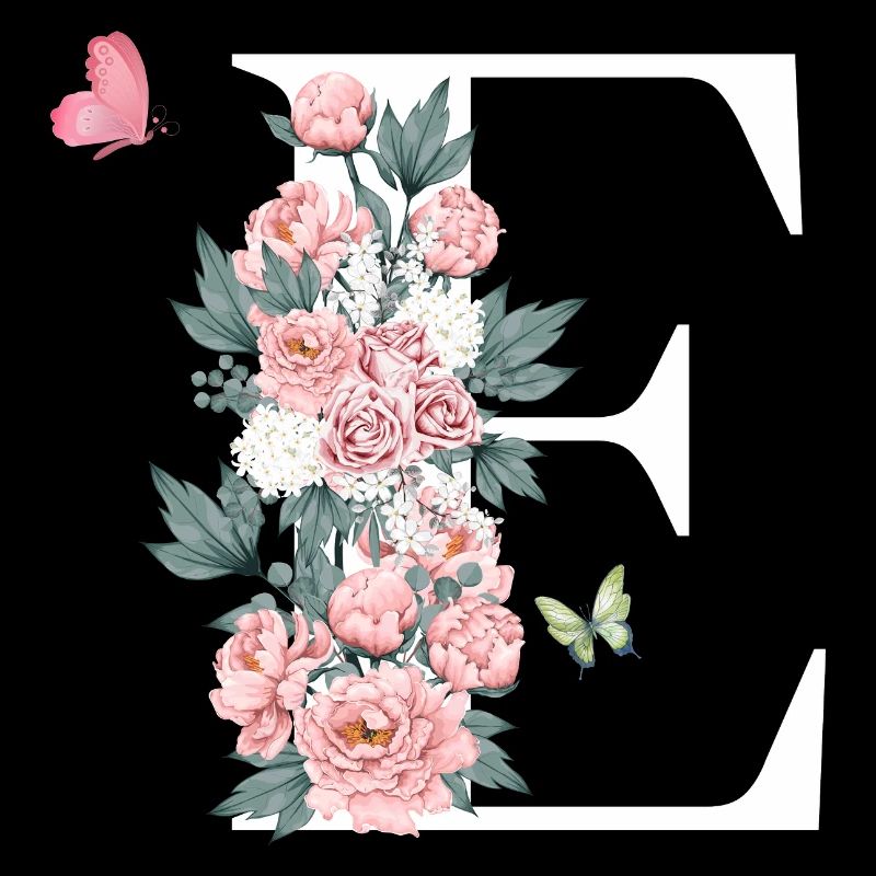 Buchstabe e rosa Blumen