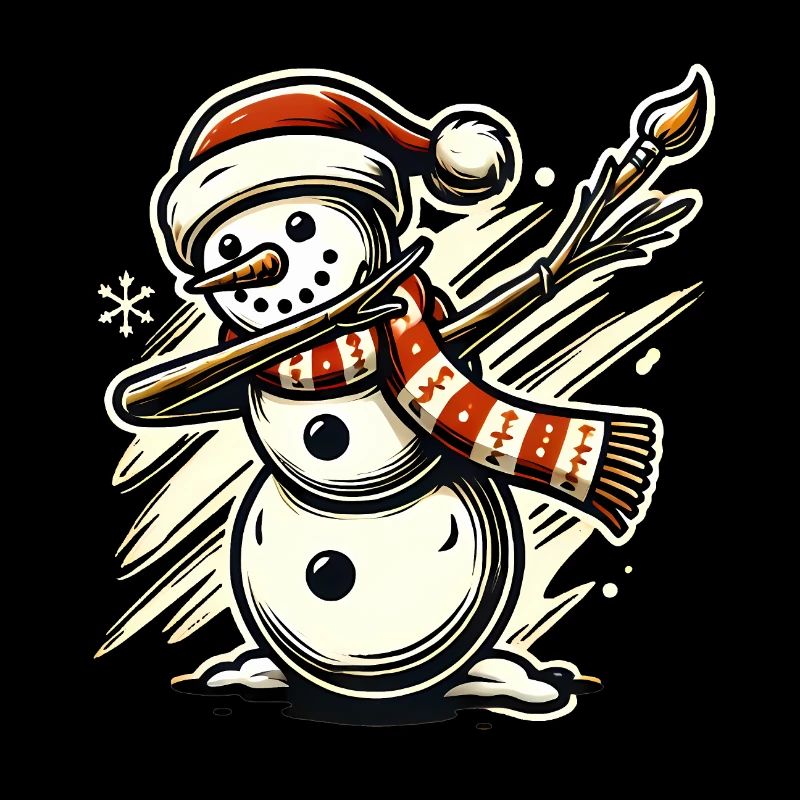 Dabbing Snowman Festive Christmas Design