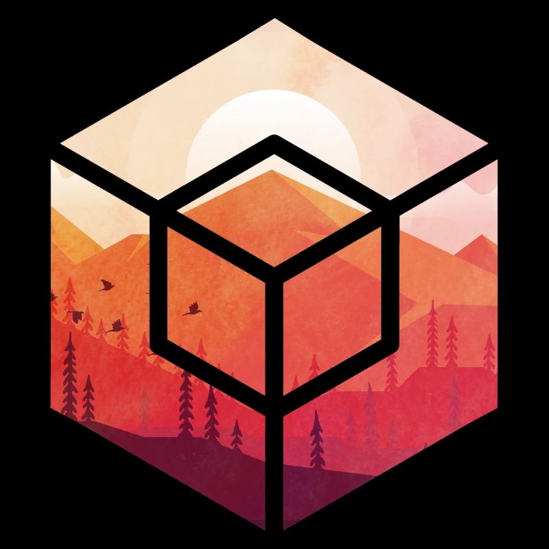 Coucher de soleil dans le cube