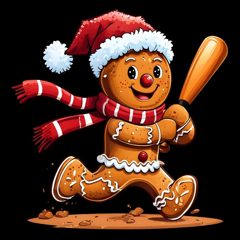 Funny Gingerbread Man Christmas Design – Baseball