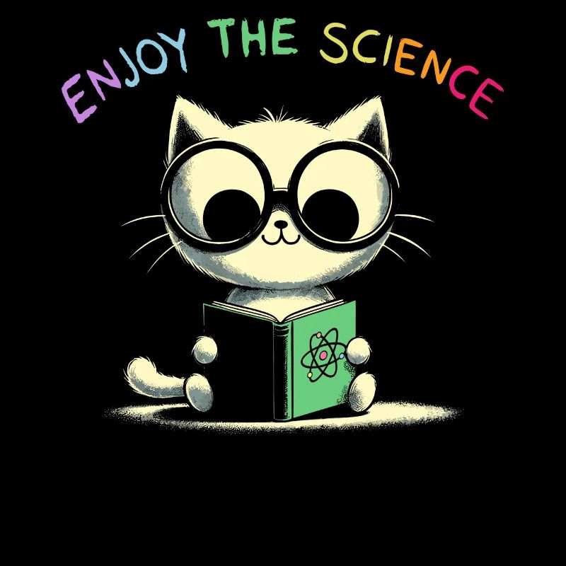 Profitez de la science. Chat d’école mignon.