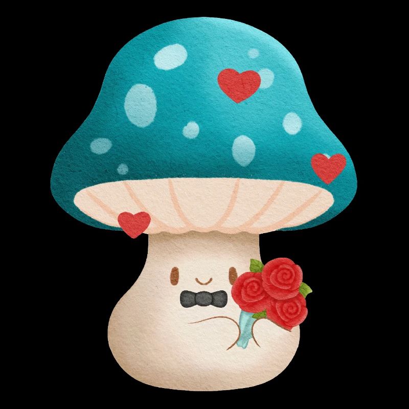 Mignon champignon de la Saint-Valentin avec des fleurs