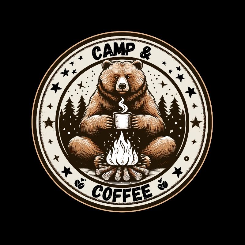 Camping Coffee Camper Bear Campsite Campfire