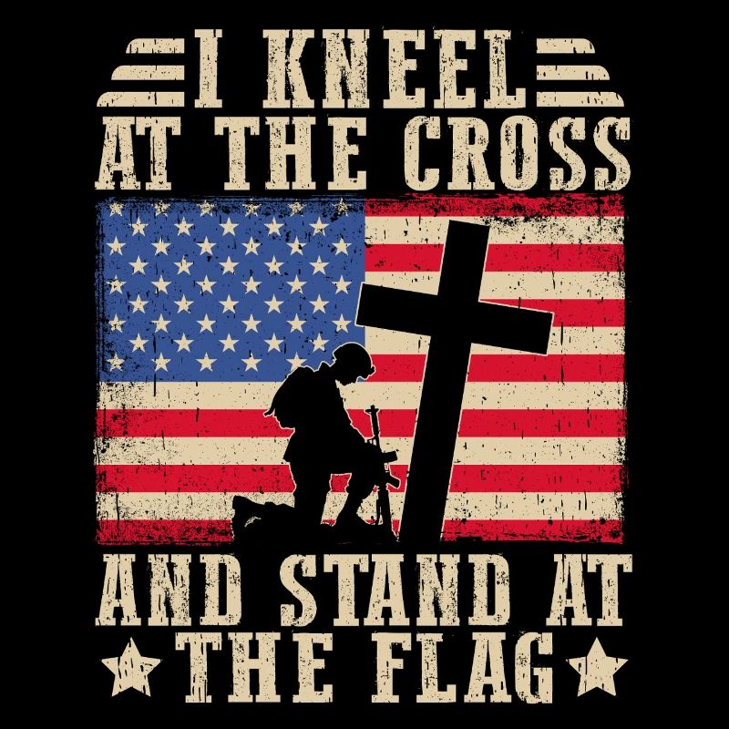 Je m’agengenouille devant la croix et me tiens devant le drapeau
