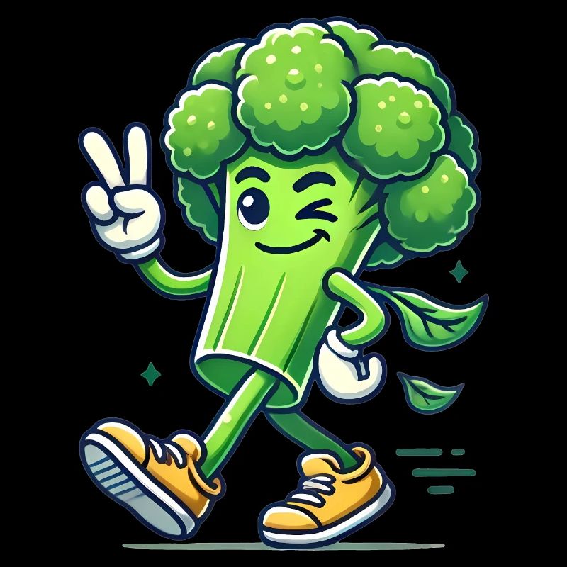 Cool Walking Broccoli Cartoon Design