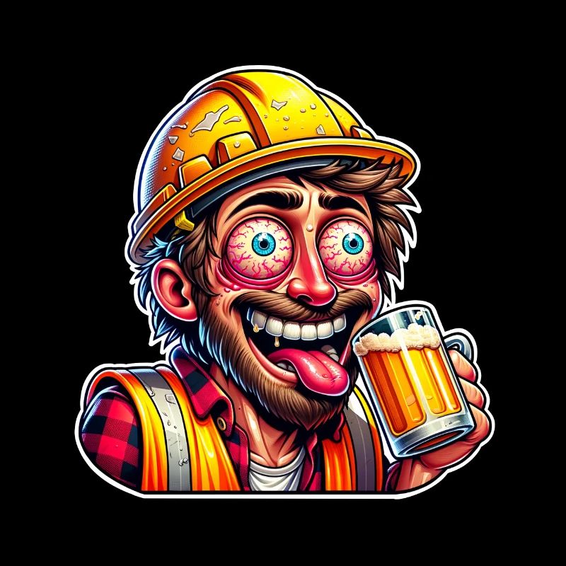 Construction Worker Beer Drunk Funny