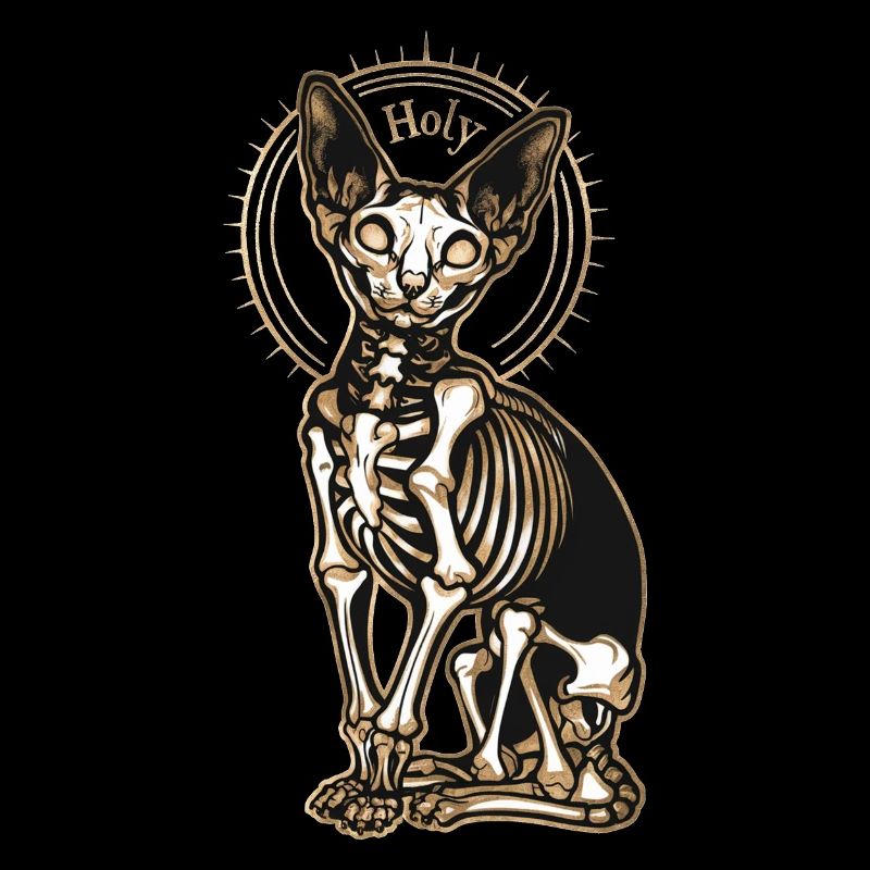 chat sphinx squelette tatouage