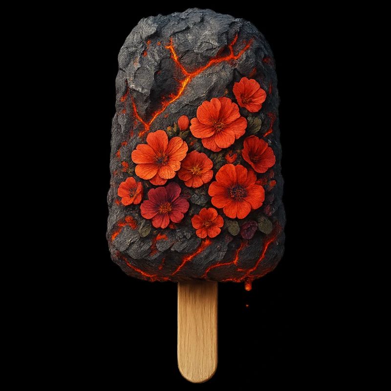 Glace de lave surréaliste avec fleur