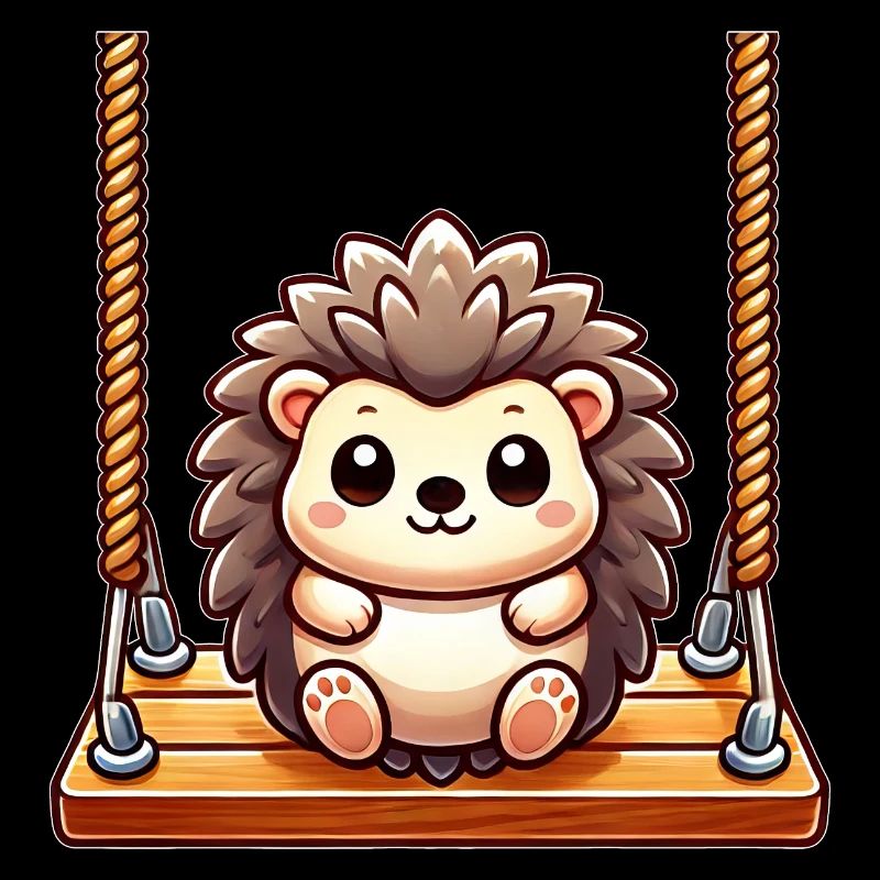 hérisson balançant aire de jeux dessin animé mignon