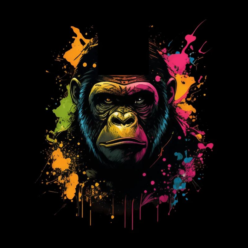 Colorful Gorilla Splash Art Expression