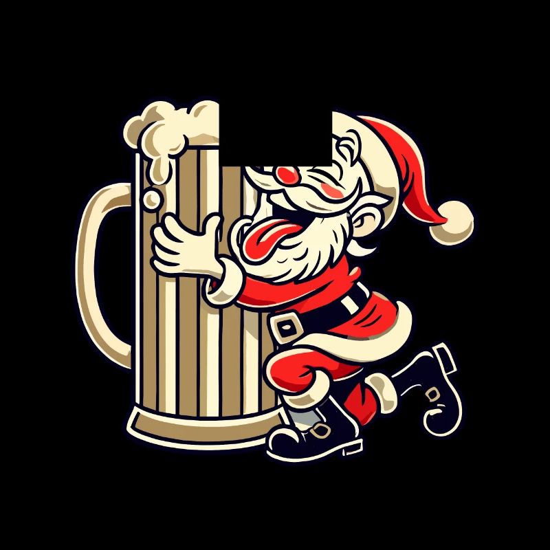 Weihnachtsmann Umarmt Riesiges Bierglas