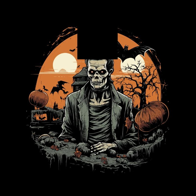 Monstre zombie effrayant dans le cimetière d’Halloween