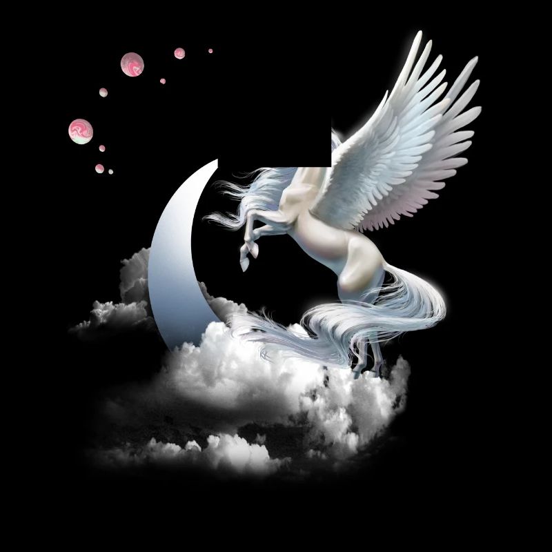 Einhorn oder Pegasus Fliegendes Pferd