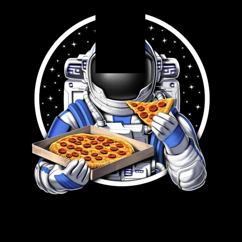 astronaute de l’espace mangeant de la pizza