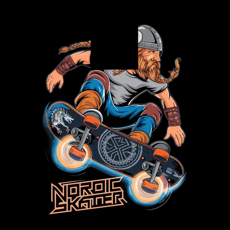 Wikinger-Krieger-Skateboarder