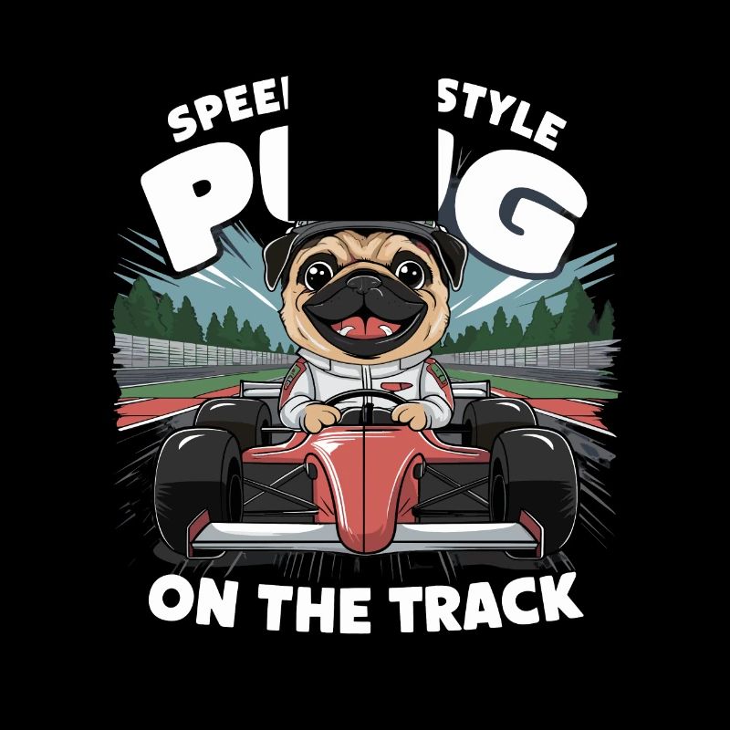 Mops Hundehalter Mops Rennfahrer Speed