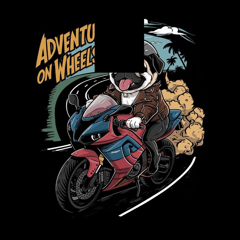 Mops Hundehalter Mops Motorrad on Wheels