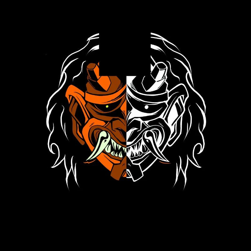 Dual Oni Dämon Maske Ninja Samurai