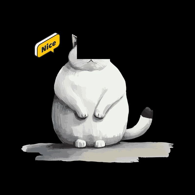 cute white fat cat with speech bubble